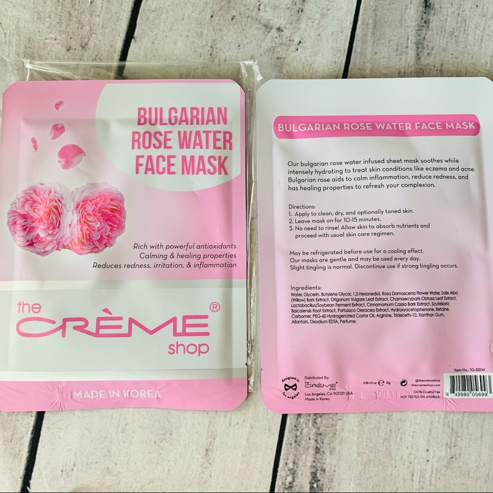 2x The Creme Shop Bulgarian Rose Water Face Mask Powerful Antioxidants